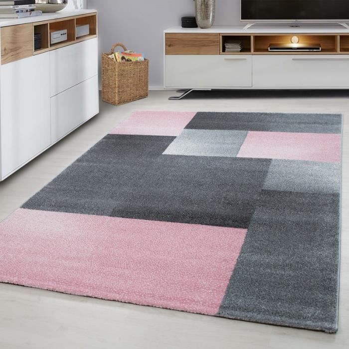 3D triangles Moderne Salon Chambre À Coucher Tapis Court épais Tapis Rose pâle