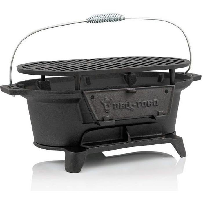 BBQ-Toro - Barbecue en fonte avec grille de cuisson - 50 x 25 x 23 cm -  Grill de camping au charbon de bois style Hibachi - Cdiscount Jardin
