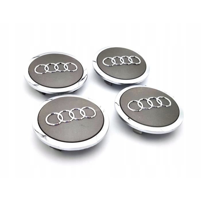 4 x Enjoliveur Bouchon de Jante 69mm AUDI Gris Logo Caches Moyeu ref.4B0601170A