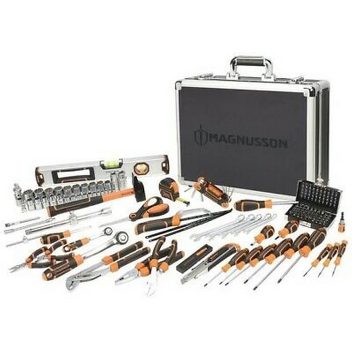 MALETTE D'OUTILLAGE AVEC 2 CLES A CLIQUET + DOUILLES PRO VANADIUM 94 P  GARANTI A VIE MAGNUSSON 12 pans : : Bricolage