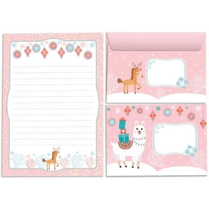 Papier à Lettres Noël A5 Ligné + Enveloppes "Au Père Noël" - Lot Enfant