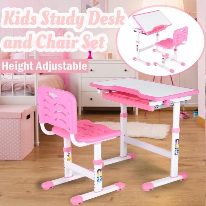 Bureau Enfant avec Chaise - Réglable en Hauteur, Plateau Élargi, Compartiments et Tiroir de Rangement(Motif Cartoons) - Maison Bureau Enfant avec Chaise - Réglable en Hauteur, Plateau Élargi, Compartiments et Tiroir de Rangement(Motif Cartoons) - Maison