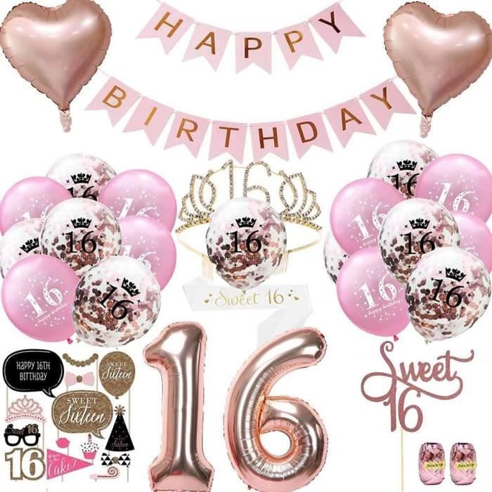 Anyingkai 16 Ans Fille Anniversaire Couronne D Anniversaire 16 Ans Ballon 16 Ans Ballon 16 Rose Gold Banniere De Joyeux Annivers9 Cdiscount Maison