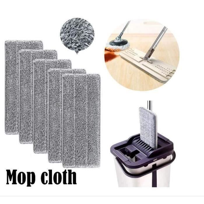 Lot De 5 Lingettes Microfibre Pour Balai Laveur - Tampons De Rechange Lavables, Super Absorbants, 33x12 Cm
