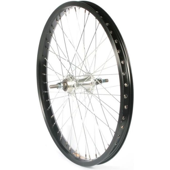 Roue arrière BMX 20'' 48 - Axe 36T - Moyeu en aluminium ou en acier - 406 x 24C 24 mm - BIKE ORIGINAL - Noir