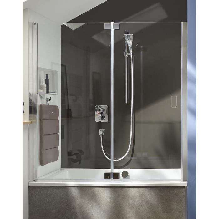 Baignoire rectangulaire bain-douche Capsule 120 x 80 cm Blanche Jacob Delafon + Pare bain-douche 120