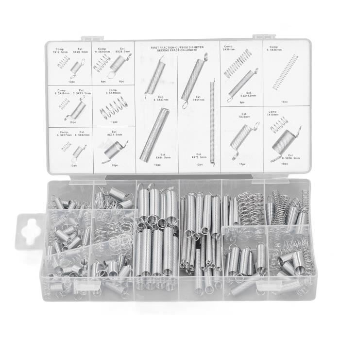 Kit De Ressorts Métalliques D'assortiment De Ressorts De Compression De Tension Extension 200 Pieces Ensemble 93914548