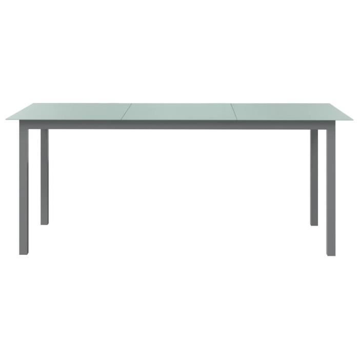 Table de jardin Gris clair 190x90x74 cm Aluminium et verre