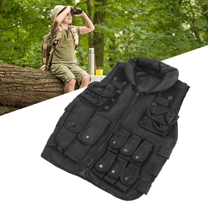 Gilet militaire pour enfant - DRFEIFY - Taille réglable - Tissu Oxford  haute densité - Multi-poches - Cdiscount Jeux - Jouets