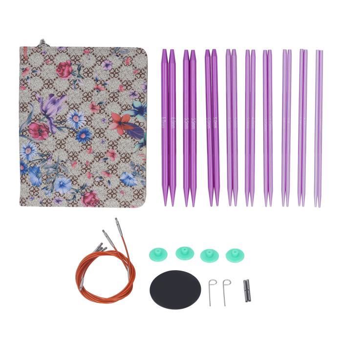 Katech Kit Aiguilles à Tricoter Circulaires Fixes 9 Pièces 2,0-6,0mm - 40cm à 100cm Pour Tricot Débutant, Pulls, Bonnets, Écharpes Et Châles