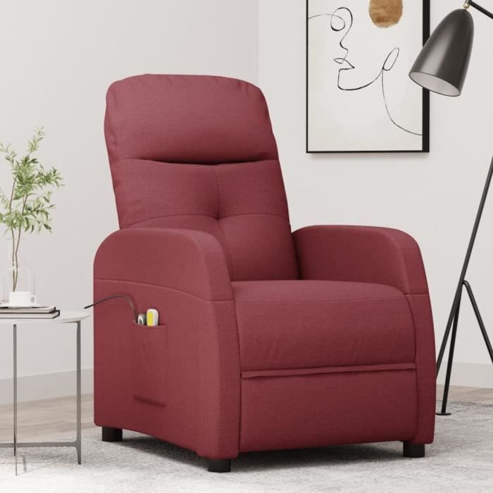 famirosa fauteuil de massage rouge bordeaux tissu-796