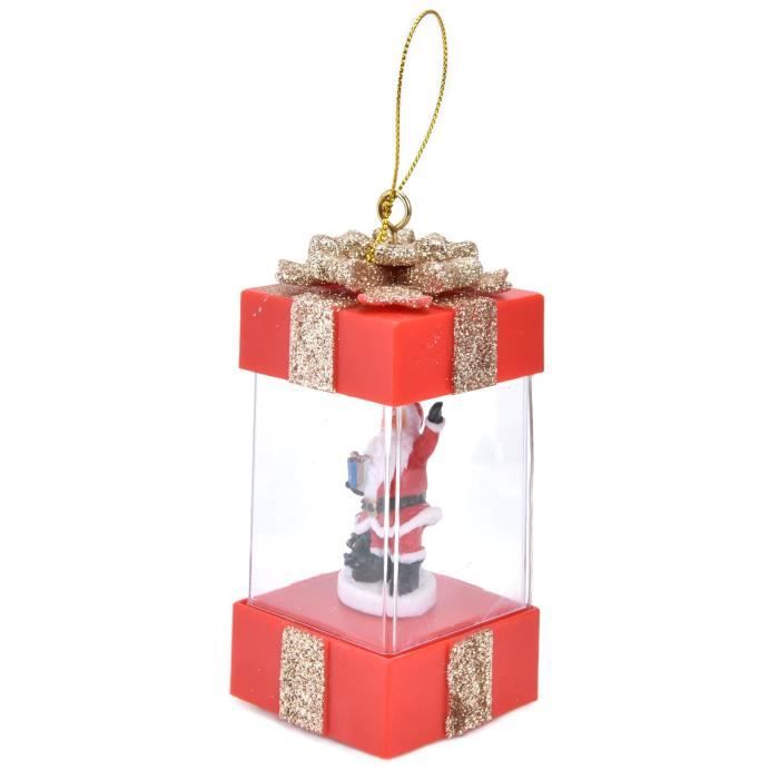 Lanterne LED Boule à Neige Noël Avec Père Noël - Décoration Intérieure Vintage Marron Pour Table, Fenêtre