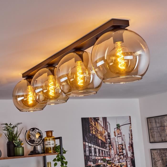 »Cesaro« lampe de plafond en métal/verre en noir/ambre ampoule(s) non incluse(s) »Cesaro« lampe de plafond en métal/verre en noir/ambre ampoule(s) non incluse(s)