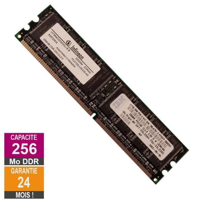 Barrette Mémoire 256Mo RAM DDR Infineon HYS64D32300GU6B DIMM PC2700U Cdiscount Informatique