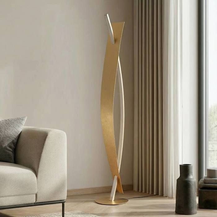 Lampadaire salon ampoules LED - Lucande - lampe sur pied - - doré argenté
