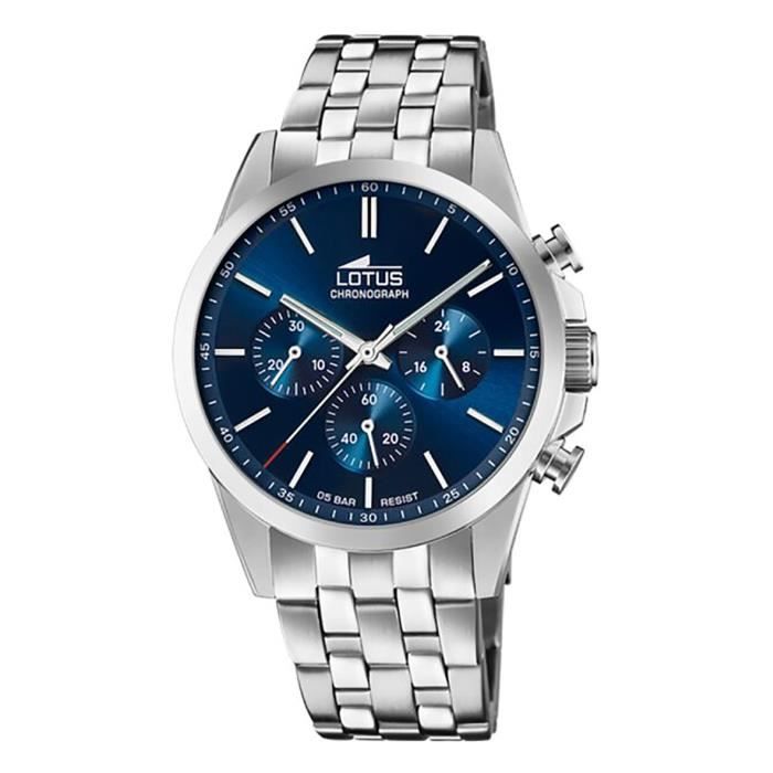 Montre - LOTUS - Montre Lotus acier chrono - Cadran bleu - Bracelet acier - 41 mm
