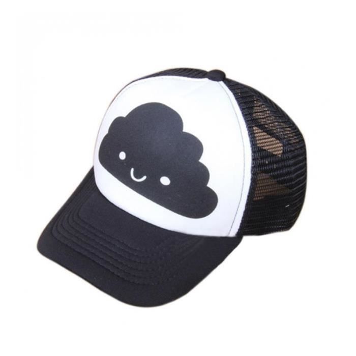 Motif Nuage Casquette Enfant Fille Garcon Unisexe Ete Style Cool Noir Et Blanc Chapeau De Soleil Noir Cdiscount Pret A Porter