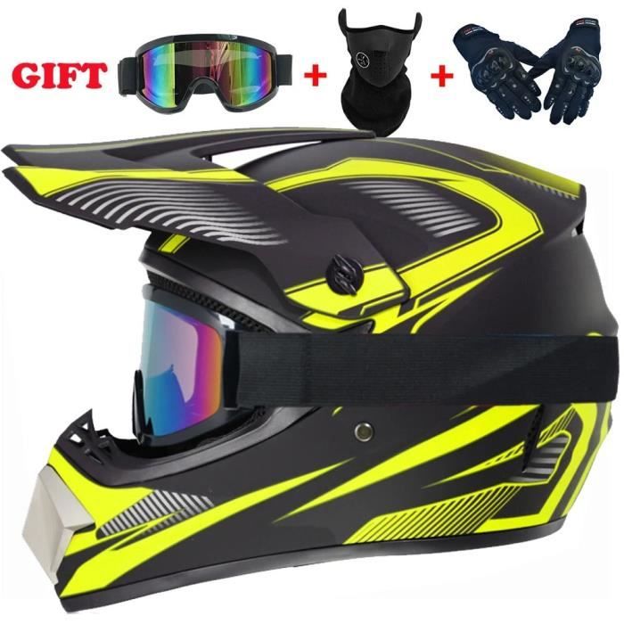 Casque Moto Intégral Enfant/Adulte Certifié DOT Avec Masque, Lunettes Et Gants - Bleu Griffe M (54-55cm)