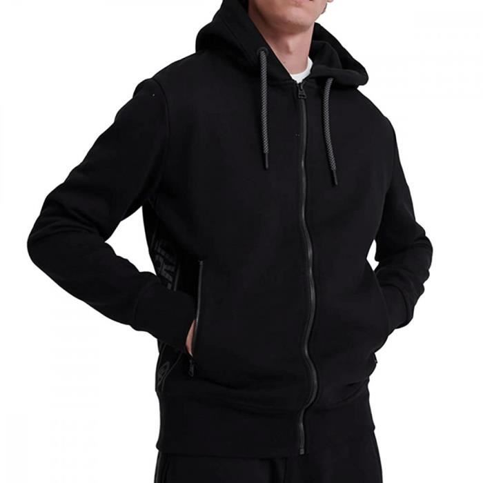 Sweat Zippe Noir Homme Superdry Universal Tape Zip Hoods Black Cdiscount Pret A Porter