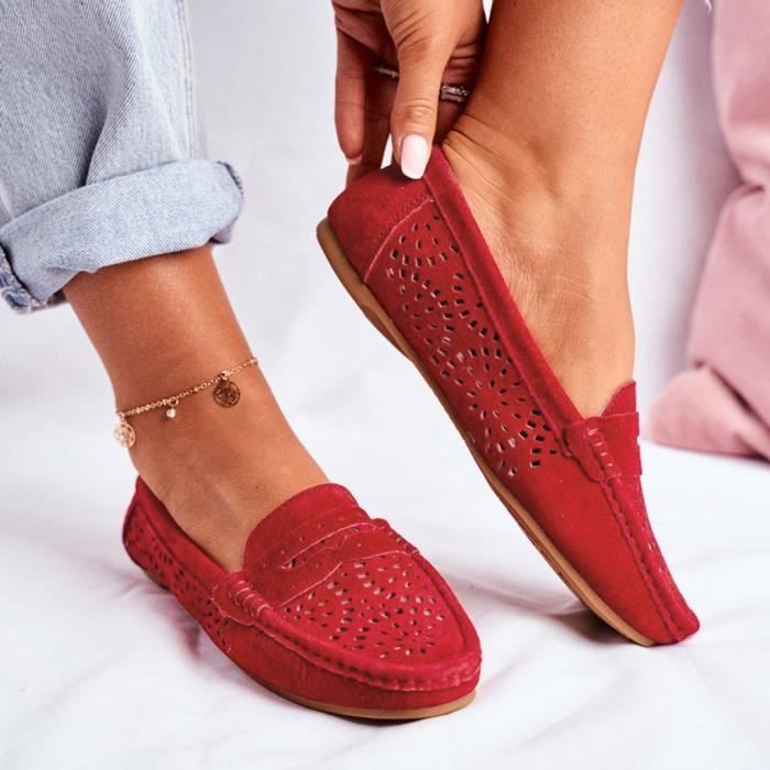 OS Chaussures plates perfor es pour femmes rouge Rouge Cdiscount