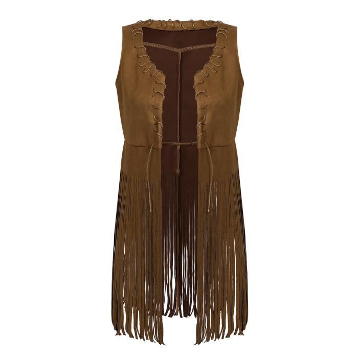 Gilet Veste Vintage en Faux daim pour femmes v tements Hippie des