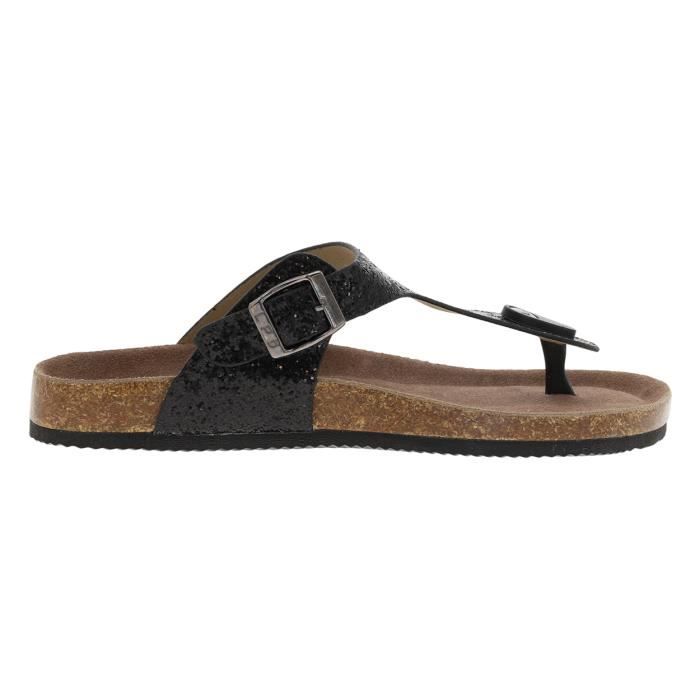 Mules femme Les Petites Bombes Tania en cuir noir sans talon Elegantes