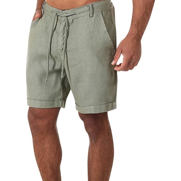 Shorts Et Bermudas Homme Short Jogging Homme Confortable Short Coton Homme  Treillis Homme Bermuda avec Cordon De Serrage D'été Vert - Cdiscount  Prêt-à-Porter