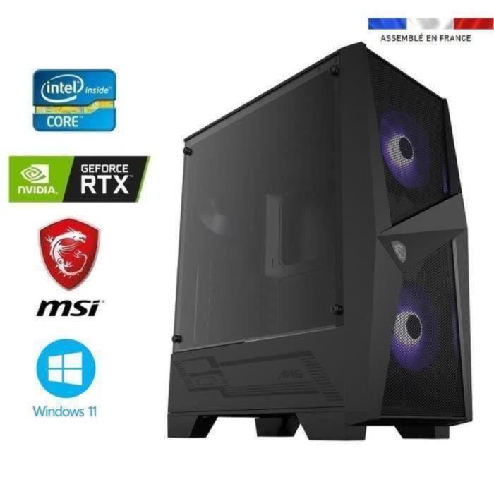 PC Gamer intel I9-12900F – RTX 3050 8GO MSI GAMING X – 32GO RAM – SSD 500GO + HDD 2000GO – WIFI – MSI MAG Forge 100M – Windows 11