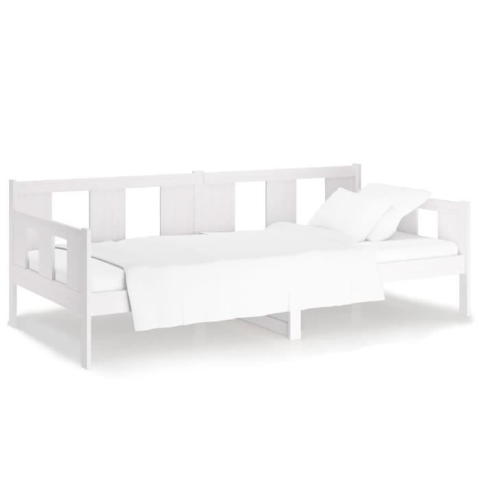 cadre de lit - omabeta - lit de jour blanc bois massif de pin 90x190 cm - style campagne