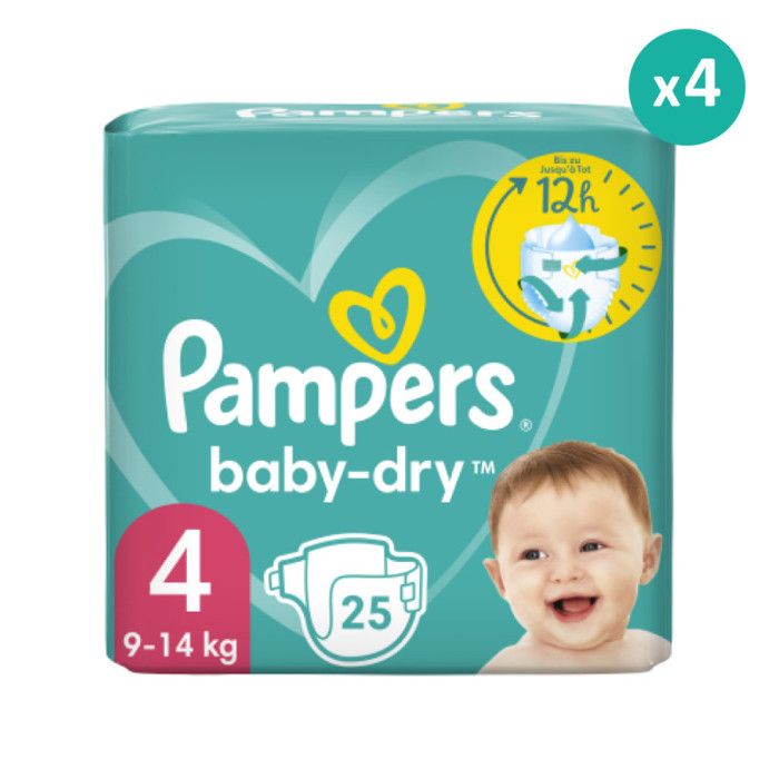 4x25 Couches BabyDry Taille 4, Pampers Cdiscount Puériculture