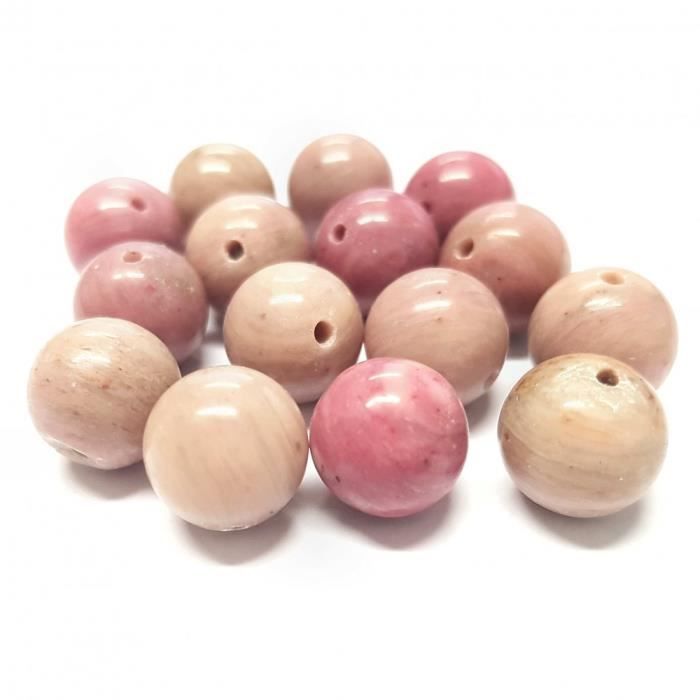 Perles pierre semi précieuse naturelle rhodochrosite Rose12 mm lot de 1 perle 12 mm lot de 1 perle