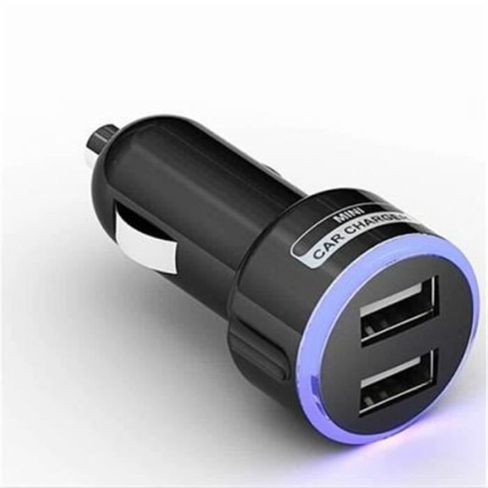 chargeur voiture allume-cigare 2 ports LED USB