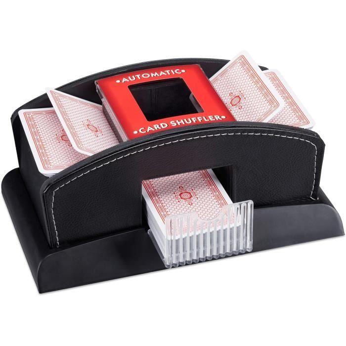 Rcxnm - Mélangeur De Cartes électrique Automatique - 2 Jeux à La Fois - Compatible UNO, Skip Bo, Poker - Noir - Piles Non Incluses - Dès 6 Ans