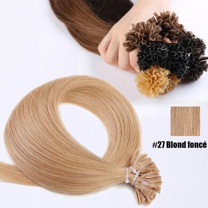 Extensions Keratine 100 Meches 50cm 27 Blond Fonce Achat Vente Perruque Postiche Extensions Keratine 100 M Cdiscount