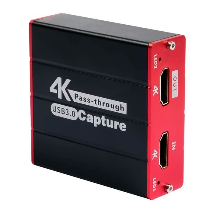 Mirabox USB3.0 4K Carte de Capture VidéO HDMI Lien de CaméRa de PéRiphéRique de Capture de Jeu HD 1080P 60FPS avec Passthrough