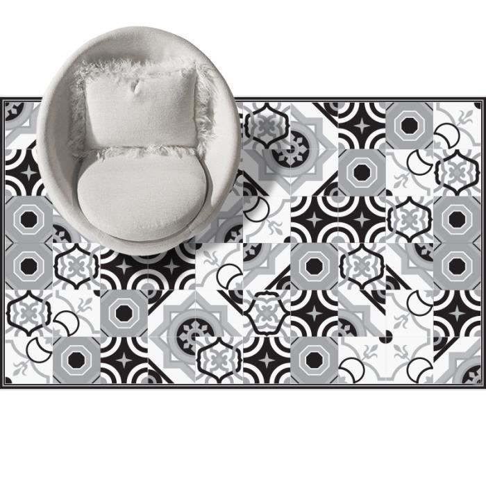 Tapis Vinyl Carreaux De Ciment 120x200 Montreal Tapis Vinyle Noir Et Blanc 120 X 200 Cm Achat