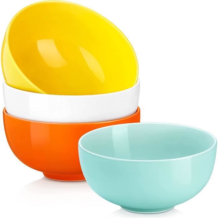 4 Bols En Porcelaine LOVECASA 760ml - Dégradé Bleu - Compatibles Lave-Vaisselle/Micro-ondes - Pour Soupe, Céréales