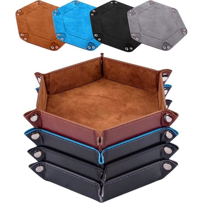 Plateau à Dés Pliable En Cuir - Double Face - Inclut 7 Dés - Pour DND, RPG, Yams - Pochette De Rangement Incluse