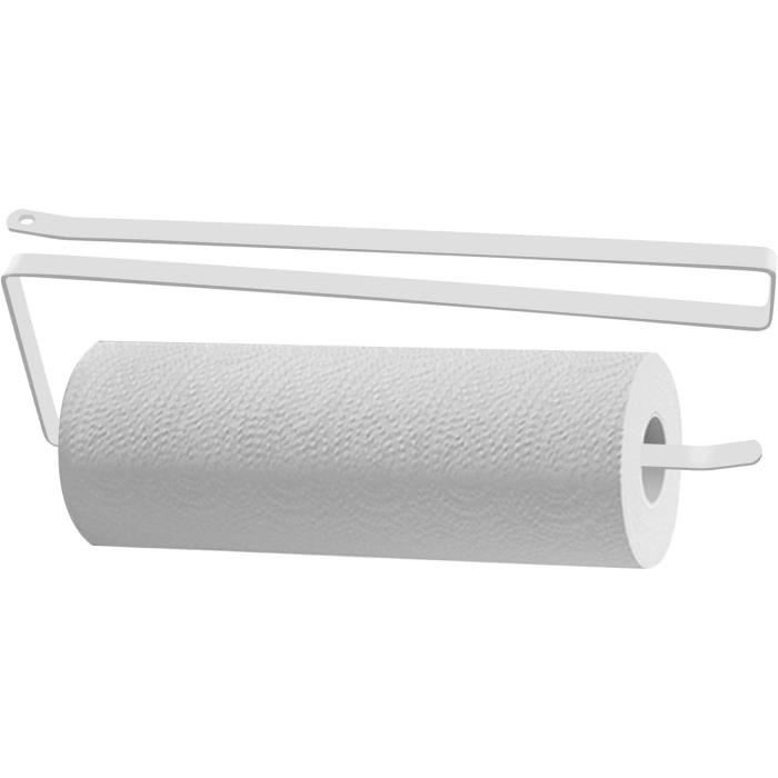 Porte Essuie-Tout Sous Armoire Sans Perçage - Distributeur Papier Cuisine/Salle De Bain - Support Mural Noir - Pour Rouleaux <24 Cm - 3