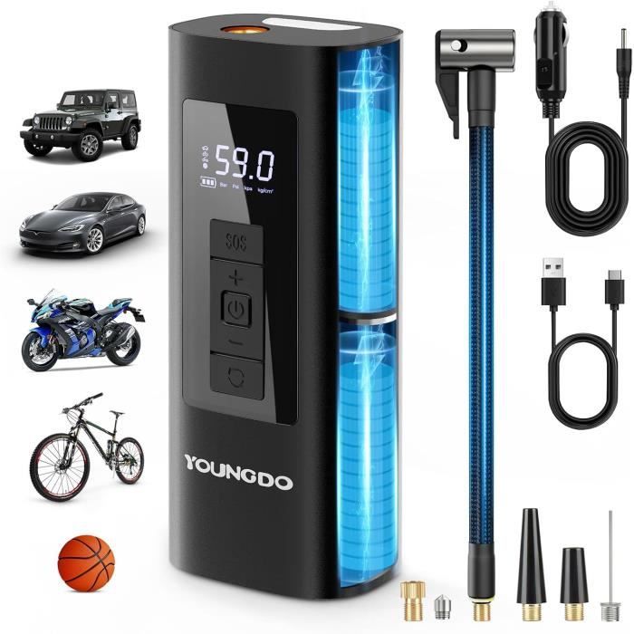 Pompe à Vélo électrique Portable 150PSI – Rechargeable – Valve Schrader Et Presta – Écran Digital