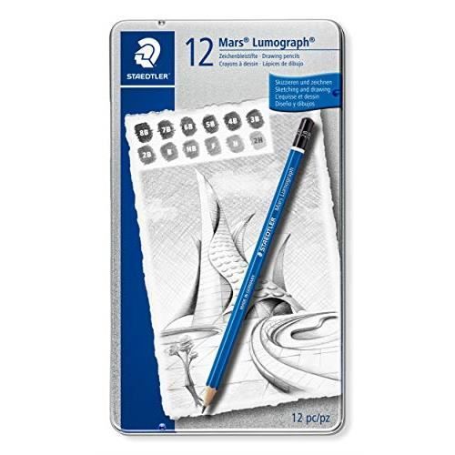 Staedtler Lumograph Graphite Drawing & Sketching Pencils, Soft Set of 12 Degrees (100G12S)