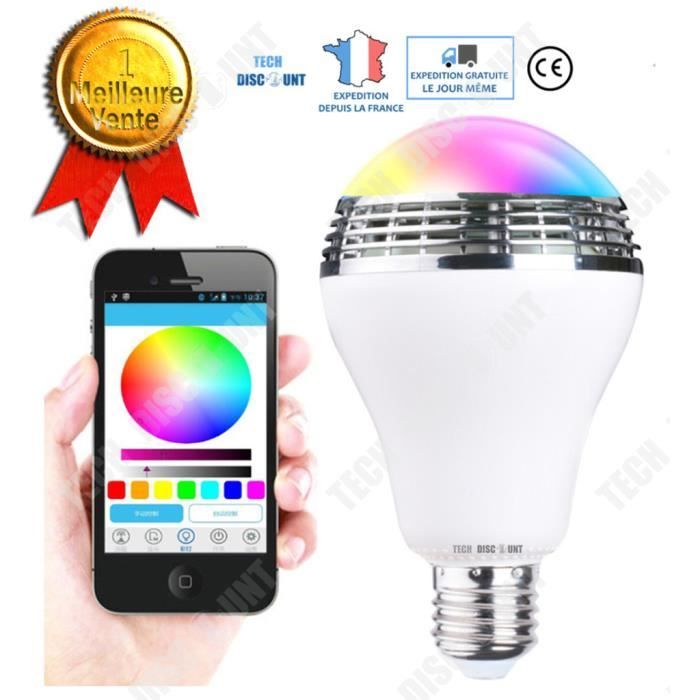 TD® Ampoule Haut parleur bluetooth connectée intelligente colorée LED contrôle éclairage maison changement couleur lampe ambiance