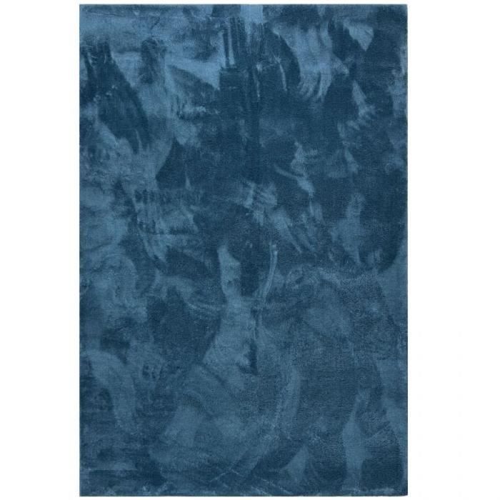 Tapis uni bleu canard lavable doux - LOFT Bleu-140*200 Rectangulaire