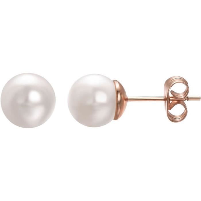 Boucles D'oreilles Perles D'eau Douce 5mm Blanc - Or 9 Carats - Neuf Avec étiquettes - Femme