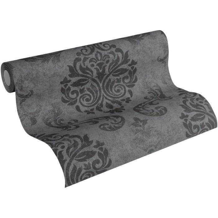 Papier peint décoratif Erismann Versailles blanc, crème, argent