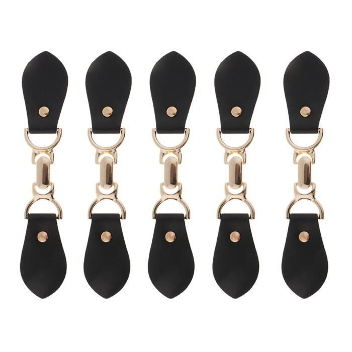 HEALLILY Lot De 4 Boutons Fermeture à Bascule Cuir Vintage - Boucles Crochet Manteau, Veste, Pardessus, Style Rétro Élégant 4 Pièces (Noir)