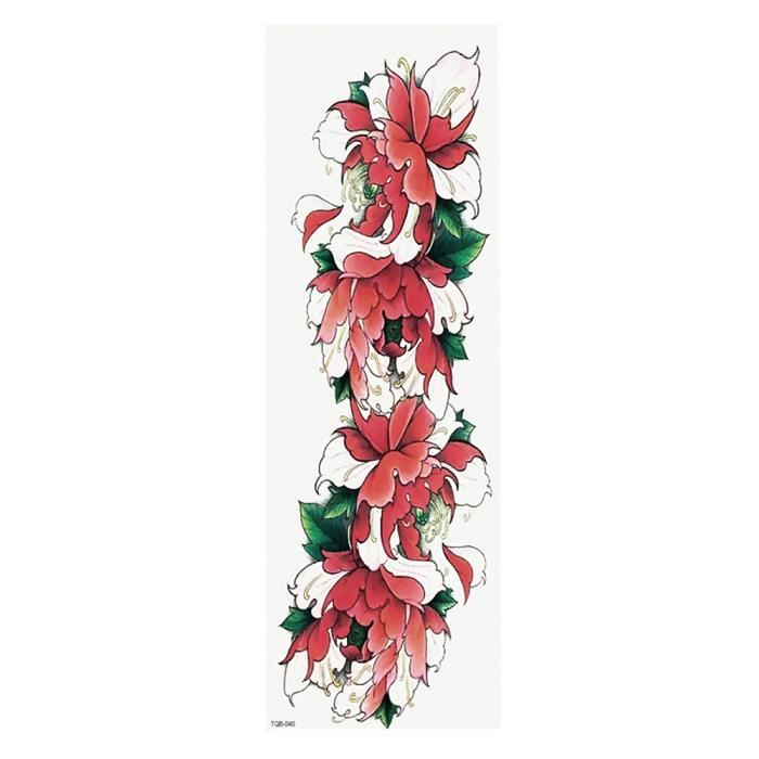 Vanker 1pcs Crâne Fleur Waterproof Bras Tatouage Autocollants Transfert Deau Corps Art Tatouages 40