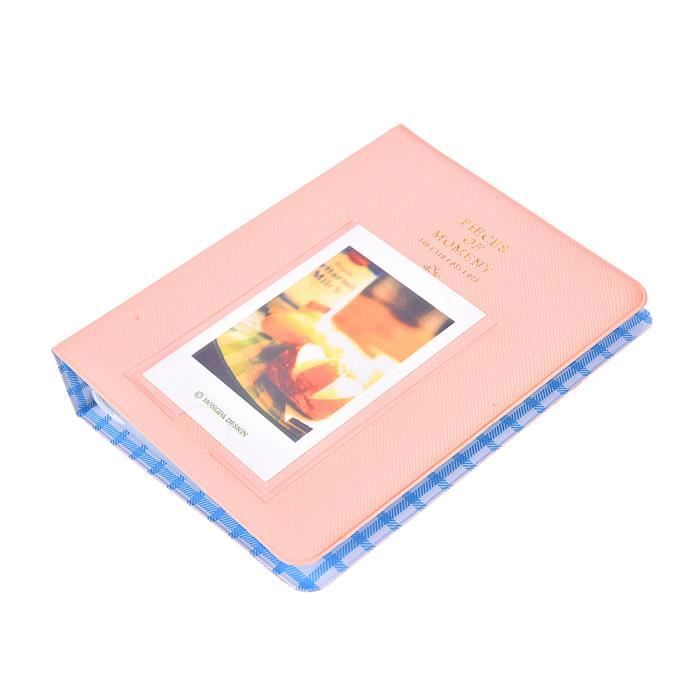 Mini Album Photo Pour Instax Mini - 64 Pochettes - Taille 11,4x14 Cm - Bleu Marine - Pour Photos 8,4x6,1 Cm