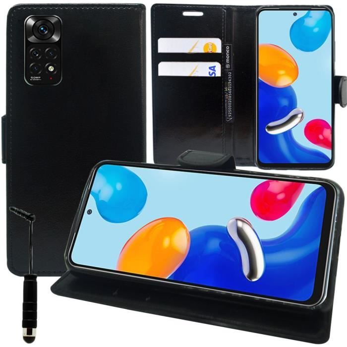 Housse Portefeuille Xiaomi Redmi Note 11/11S - Cuir PU - Porte-cartes - Noir - Neuf Sous Emballage