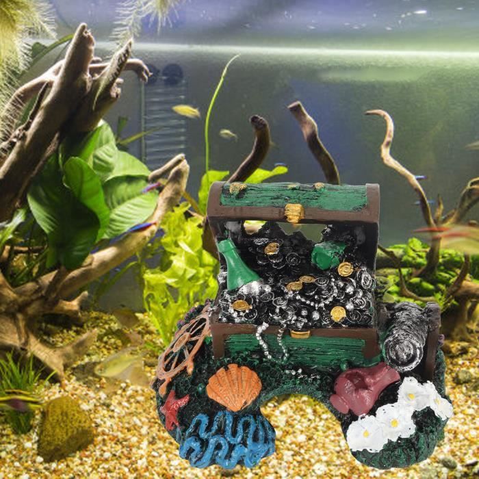 VGEBY Artificiel Résine Aquariums Décoration d'un coffre à trésor